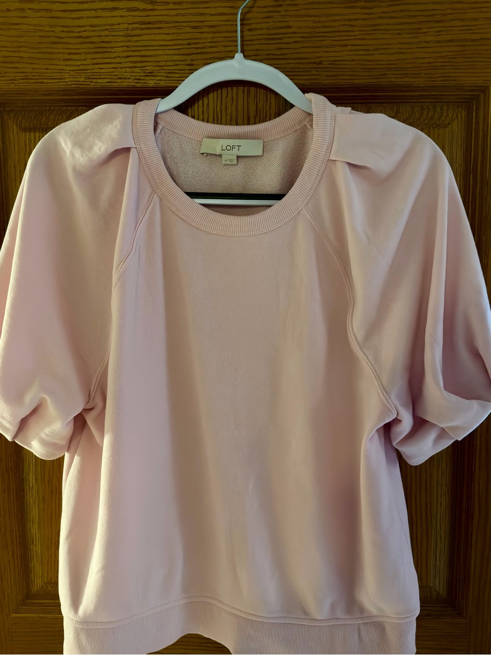 LOFT Light Pink Short Sleeve Crewneck Sweatshirt